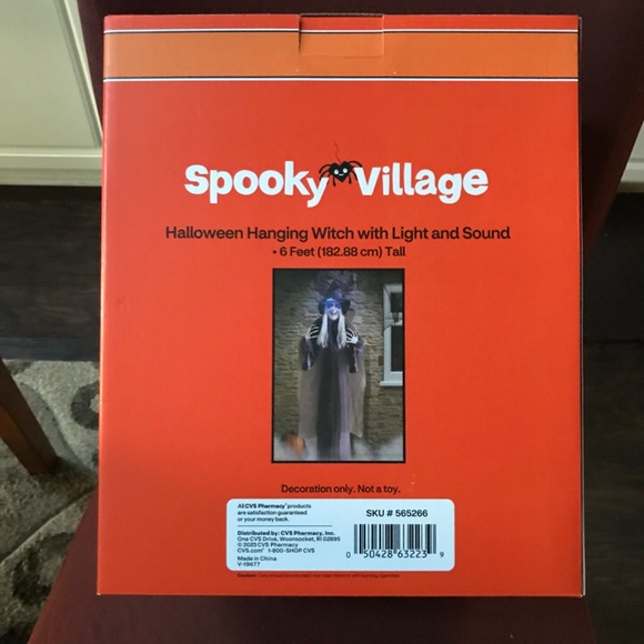 Spooky Village Halloween Hanging Witch With Light and Sound NEW 6 ft tall - Picture 6 of 11